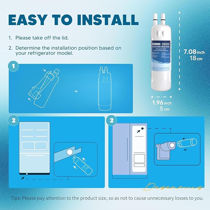 W10295370A Water Filter Replacement Compatible with W10295370, EDR1RXD1, Filter 1, WHR1RXD1, KAD1RXD1, P8RFWB2L, P8WB2L, P4RFWB, P5WB2L, Pack of 2, By DESENRUIS