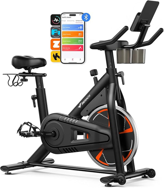 MERACH Indoor Cycling Bike, Exercise Bike for Home with Magnetic, Bluetooth Stationary Bike with APP Data Tracking, and Tablet Holder-FlexoryFit