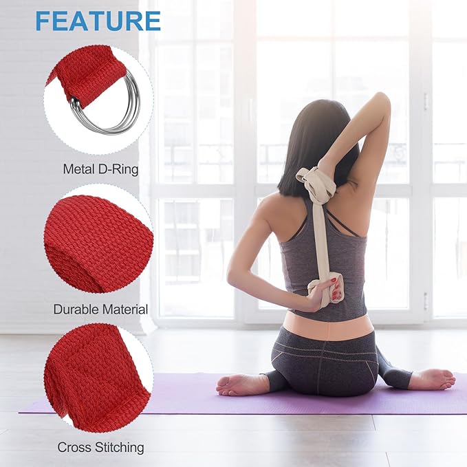 PATIKIL Yoga Strap for Stretching Cotton Yoga Belt with Adjustable Metal D-Ring Buckle Stretch Band for Fitness Pilates-FlexoryFit