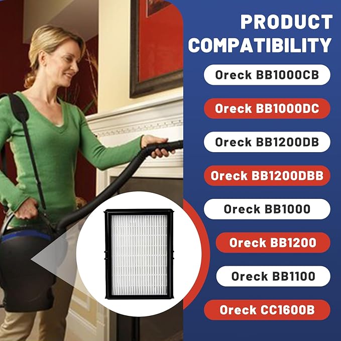 4 Pcs HF1000 HEPA Filters Compatible with Oreck Buster BB1000 Vacuum, Replacement Parts for BB1100, CC1600 Series