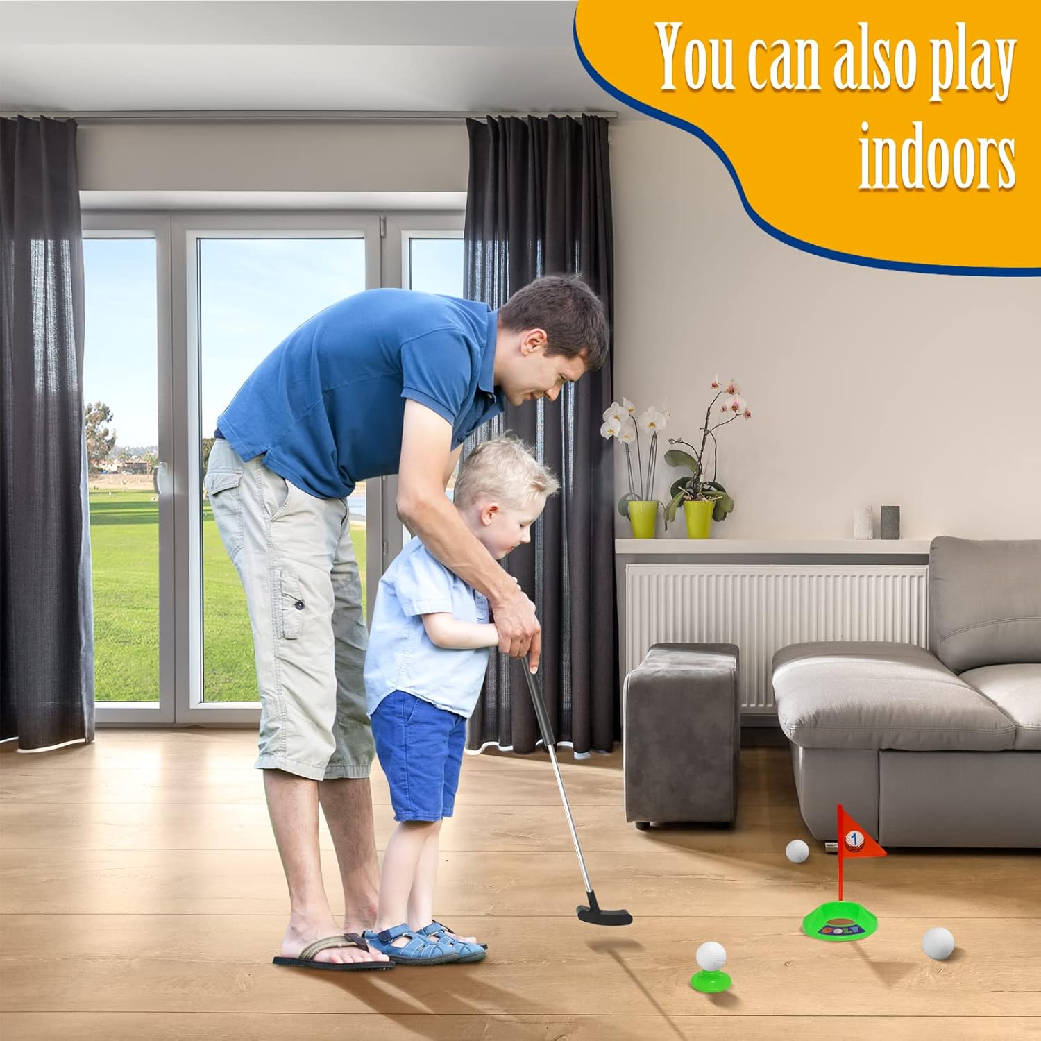 Kids Golf Set with 3 Clubs, 6 Practice Balls, Putting Cups and Flag Poles, Golf Training Kit-Only Right Hand