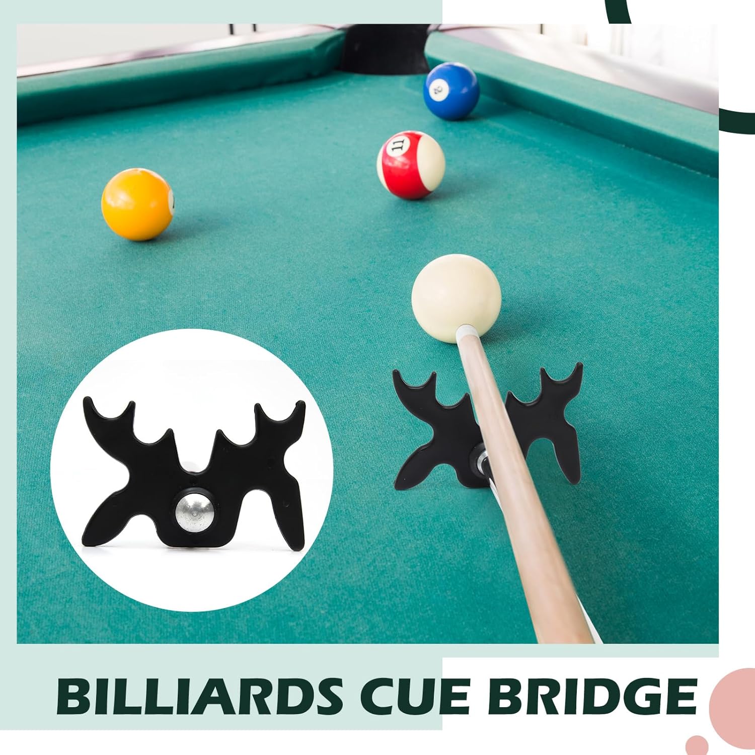 Skylety Retractable Billiard Cue Stick Bridge with Bridge Head, Snooker Set Billiard Pool Cue Accessory for Pool Table