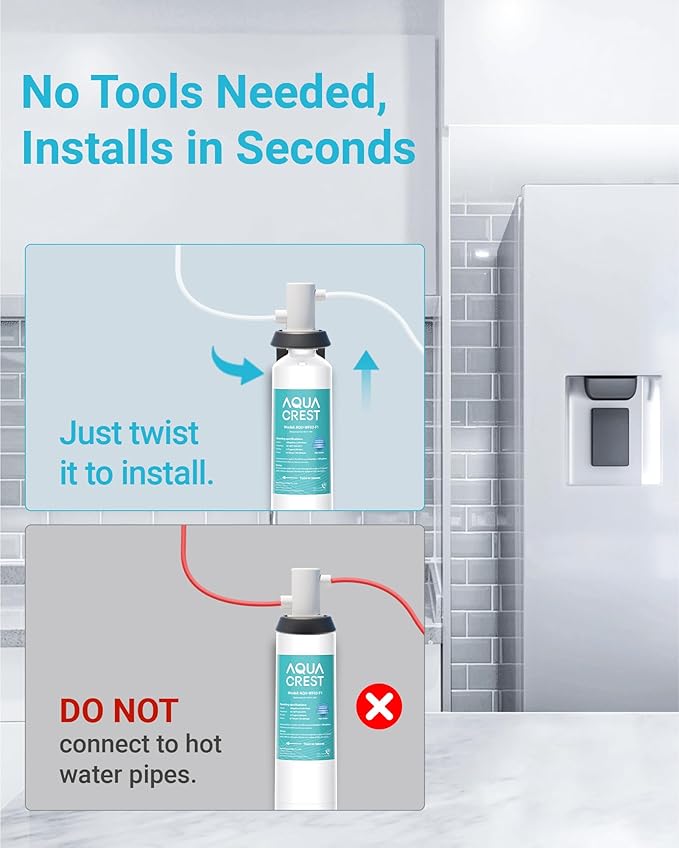 AQUACREST F-1000, 4204490 Water Filter, Replacement for InSinkErator® F-1000, Sub-Zero 4204490, 4290510,F-2000 F-3000, WCF110-L and AquaPure AP Easy C-Complete, Subzero Water Filter, NSF/ANSI 42