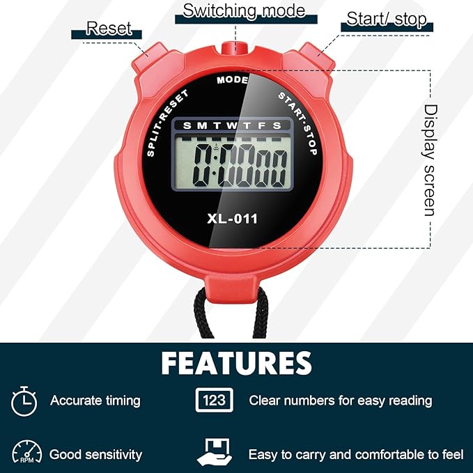 Kanayu 28 Pcs Multi Function Digital Stopwatch Timer Bulk Sports Stopwatch with Lanyard Date Time Alarm Timer for Coach Swimming Running Sports Train-FlexoryFit