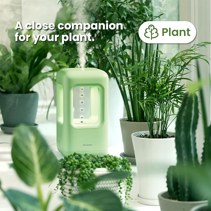 Green Mini Humidifiers for Bedroom & Plants - Small Desktop Humidifier, Portable Cool Mist for Nightstand, Desk, Indoor Plants - Quiet Personal Humidifier (0.6L, Auto Shut-Off)