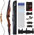 Sanlida Archery 60" Royal X8 One-Piece Bow Traditional Wooden Hunting Longbow Handmade Hunting Bow and Arrows Kit for Adults & Traditional Archers, RH Only
