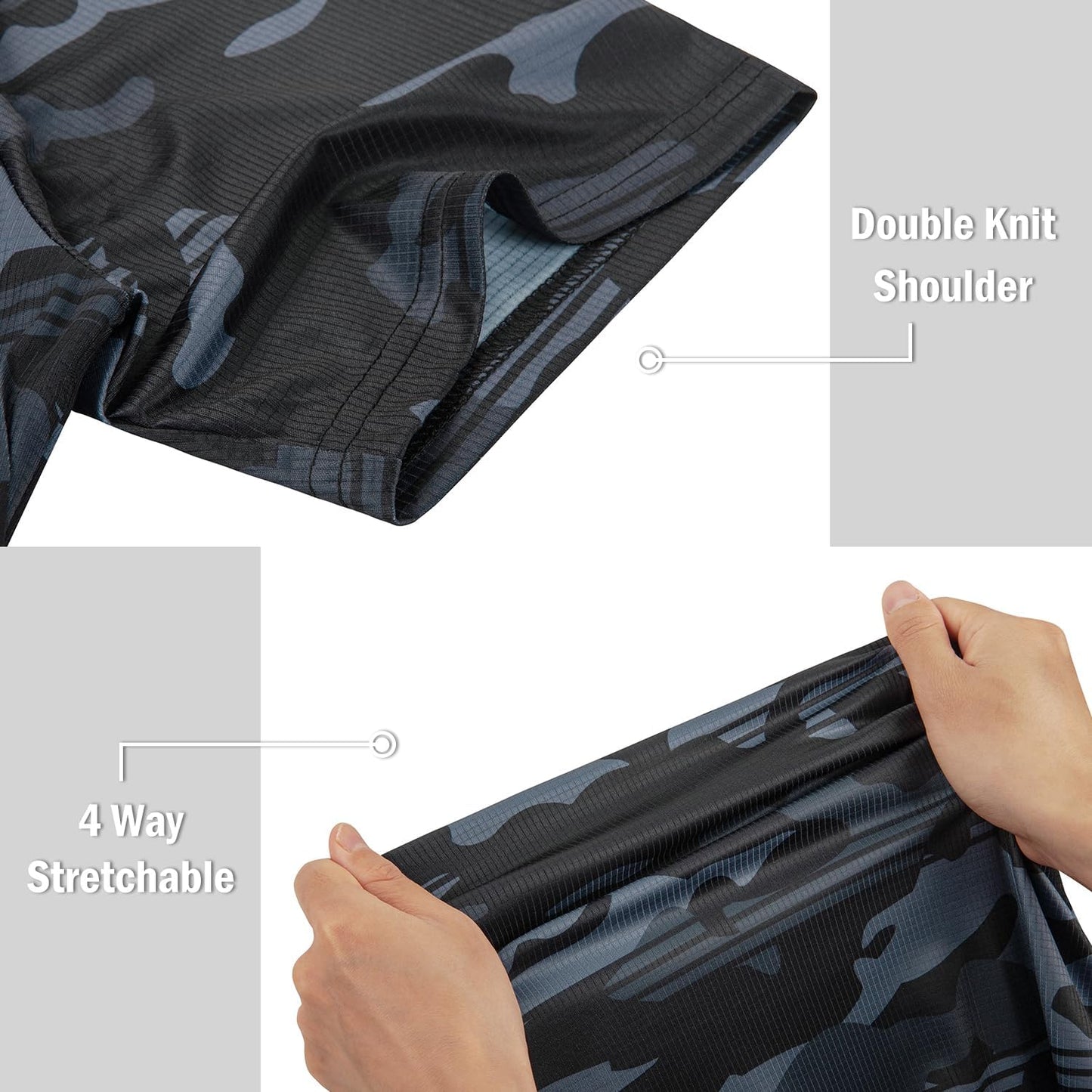 TAPULCO Mens Quick Dry Polo Shirts Camouflage Pattern Performance Athletic Lightweight Breathable Casual Golf Tshirts