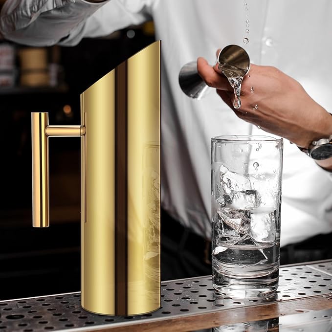 3 Pack 53oz/1.5l Stainless Steel Water Pitcher Modern Metal Pitcher with Ice Guard Gold Carafe Drink with Handle or Iced Hot Drink Tea Juice Coffee Beer