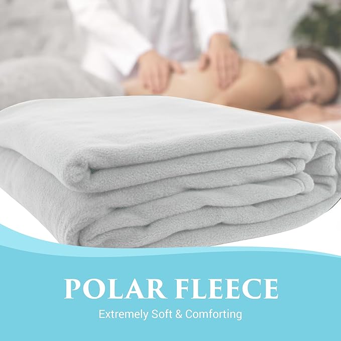 NRG Polar Fleece Blankets Fleece Massage Table Blanket - 60" x 86" - White - Ultra Soft, Warm & Comfortable - Lightweight Blanket Perfect for Most Massage Tables - Machine Washable