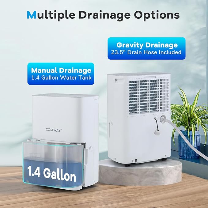 COSTWAY 94.5 Pints Energy Star Dehumidifier, 6000 Sq.Ft Portable Large Home Dehumidifier for Basements with 2 Modes & 3 Fan Speeds, 1.4 Gallon Tank
