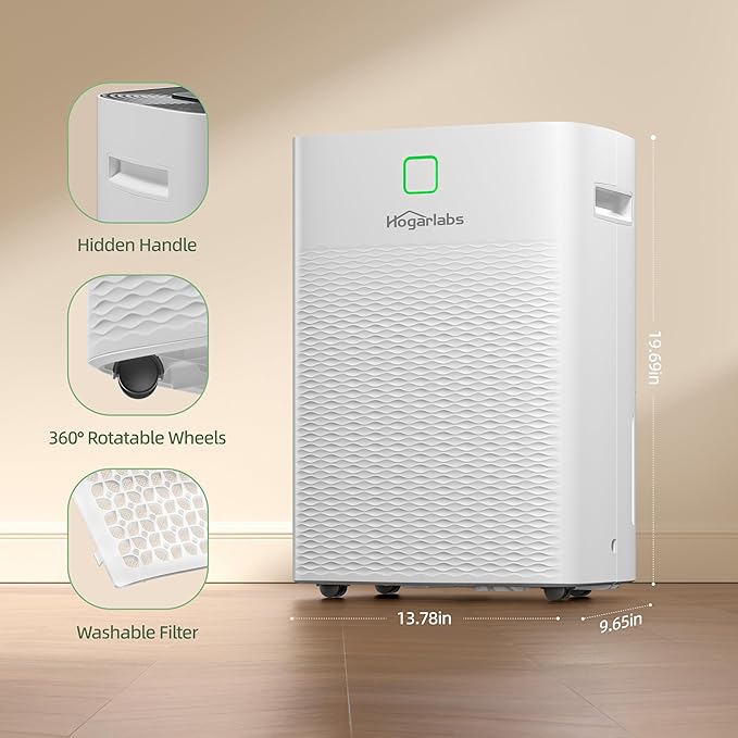 34 Pint Dehumidifiers for Home Basements, with 3 Working Modes, Overflow Protection, and Auto Shut off Restart. Ultra Silent Dehumidifier with Drain Hose, Intelligent Humidity Control