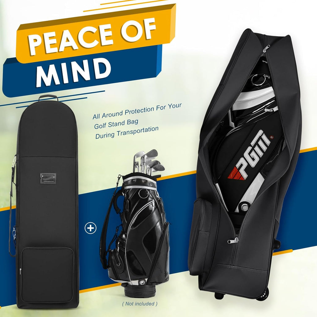 Golf Travel Bags for Airlines with Adjustable Support Rod and Detachable Shoulder Straps, Soft Foldable Golf Club Travel Covers, 900D Heavy Duty Oxford