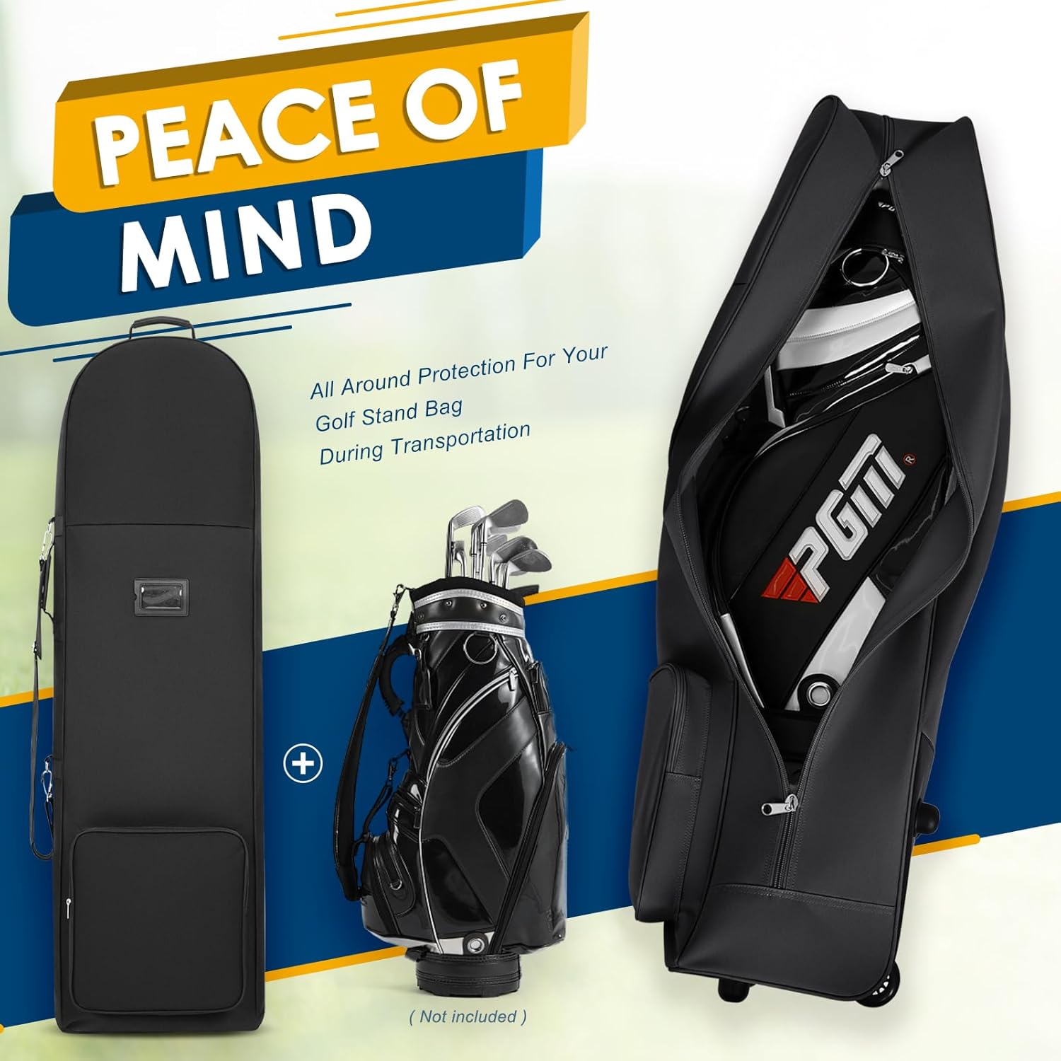 Golf Travel Bags for Airlines with Adjustable Support Rod and Detachable Shoulder Straps, Soft Foldable Golf Club Travel Covers, 900D Heavy Duty Oxford