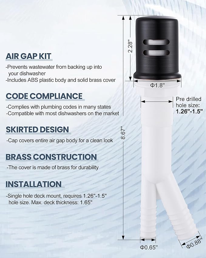 Kitchen Faucet with Air Gap: WOWOW Stainless Steel Kitchen Sink Faucet and Dishwasher Air Gap Kits for Kitchen Sink 2 or 4 Hole, Oil Rubbed Bronze Kitchen Faucet Combo with Sprayer