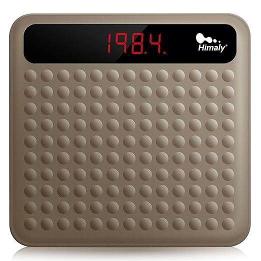 himaly Digital Body Weight Scale Bathroom Scale, Step-On Technology High Precision Measurements Scales with Large Non Slip Silicone Platform and LCD Digital Display, 400lbs/180kg Capacity, Brown-FlexoryFit