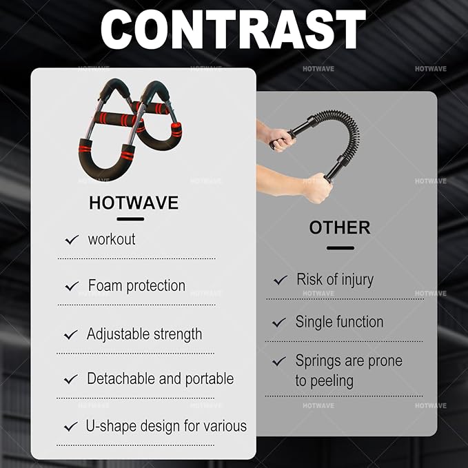 HOTWAVE Twister Arm Exerciser,Adjustable Spring Workout Bar, Forearm Triceps Chest Enhanced Exercise Strengthener,Portable Home Fitness Equipment-FlexoryFit