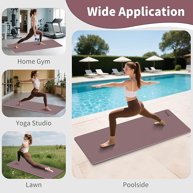 HAHE Non Slip Yoga Mat Wide, (72"L X 32"W, 0.24" Thick) Large Fitness Exercise Mat with Carrying Strap, Eco-Friendly POE Yoga Mats for Home, Gym, Pilates, Stretching-FlexoryFit