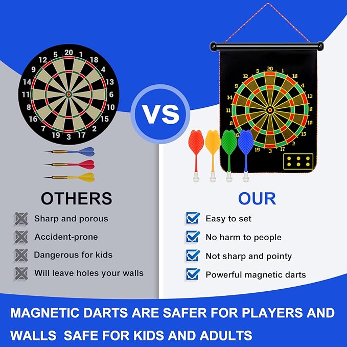 Magnetic Dart Board Outdoor Game Suitable for Children to Play Comes with 12 Darts Best Toys Gifts for Teenage Boys Girls Age 5 6 7 8 9 10 11 12 Years (12 in)