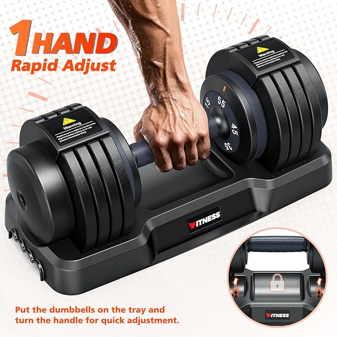 Adjustable Dumbbells Set of 2, 1 Hand Adjustable Weights Dumbbells Set, 5 in 1/10 in 1 Free Dumbbell with Anti-Slip Texture Handle, 25/55/80lb Pair Weight Set For Home Gym Suit both Men and Women-FlexoryFit