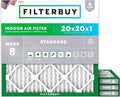 Filterbuy 20x20x1 Air Filter MERV 8 (MPR 700) Dust Defense Replacement (4-Pack), Electrostatic Pleated HVAC AC Furnace Filters, Made in USA (Actual Size: 19.50 x 19.50 x 0.75)