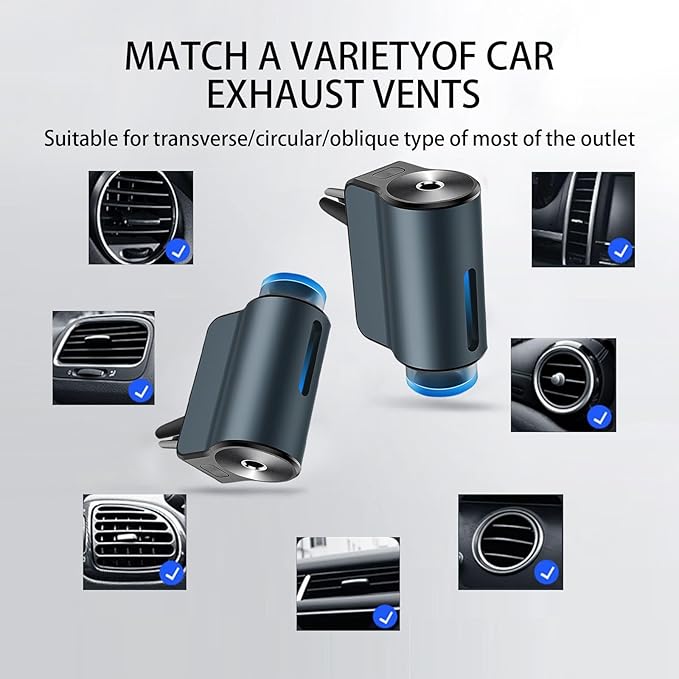 Smart Car Air Fresheners Diffuser with 4pcs Essential Oils, Automotive Scent Dispenser Rechargeable Aromatherapy Diffuser Vent Clip for Cars, 3 Adjustable Modes (Aromatherapy Oil 3PCS)