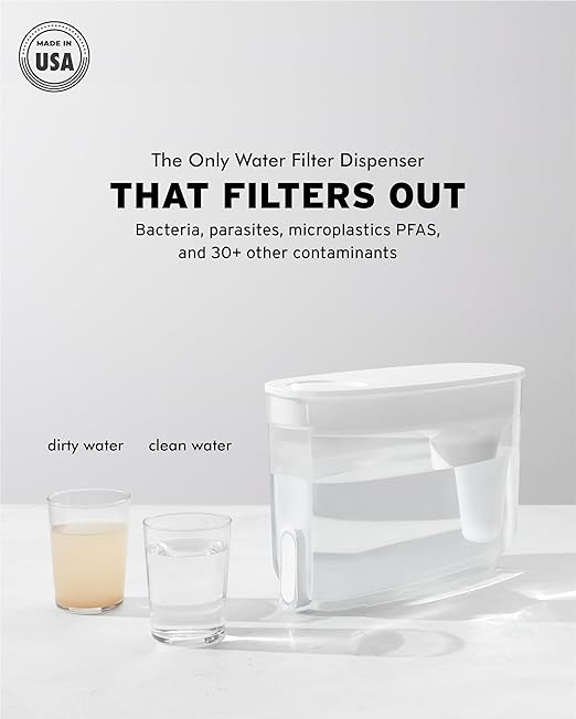 LifeStraw Home – Water Filter Dispenser, 18-Cup, Pebble, BPA Free Designed for Everyday Protection Against tap Water contaminants Including Bacteria, parasites, microplastics, Lead, Mercury