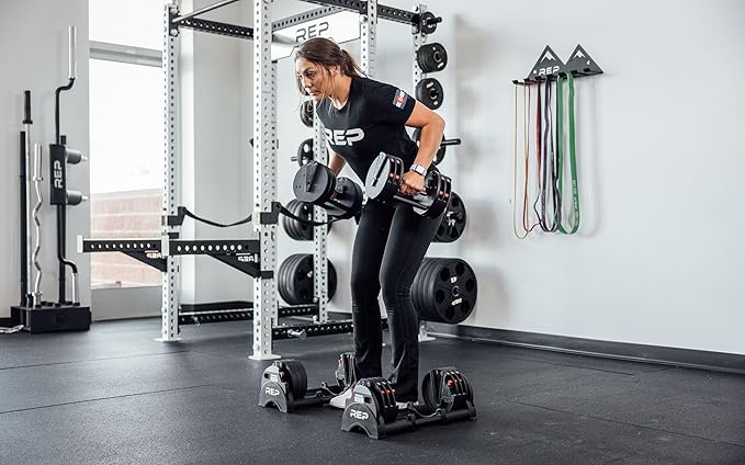Rep Fitness Quickdraw Adjustable Dumbbells, Multiple weight ranges available including: 5-30, 5-40,5-50 and 5-60 lbs-FlexoryFit