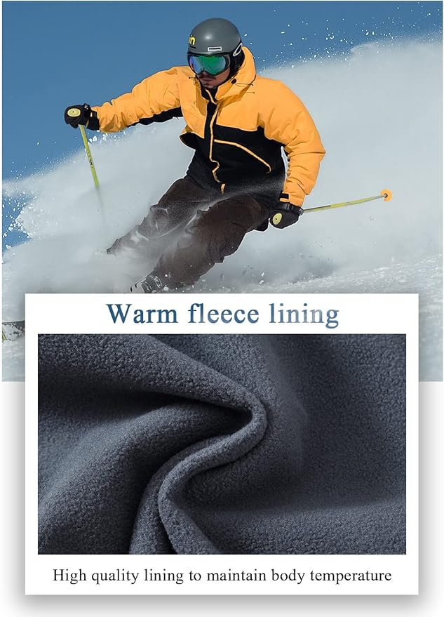 Gopune Men's Snow Ski Waterproof Softshell Pants Outdoor Windproof Warm Hiking Insulated Pants-FlexoryFit