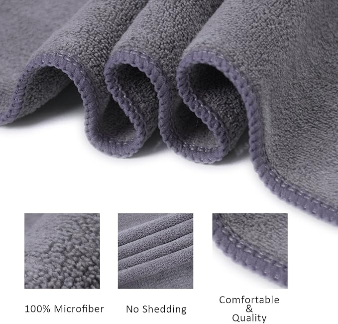 JML Microfiber Towels, Beach Towel Sets (6 Pack, 27" x 55") - Extra Absorbent, Fast Drying, Multipurpose for Bath, Swimming, Fitness, Sports, Yoga, Grey/Pink/Purple-FlexoryFit