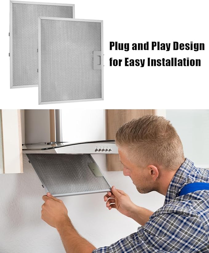 Range Hood Grease Filter Fit for GE JV636H1SS JV535H1BB JV535H1CC JV535H1WW JV535H2WW JV536H1SS, Replace WB02X11011 Stainless Steel Mesh Range Vent, 2 Pcs