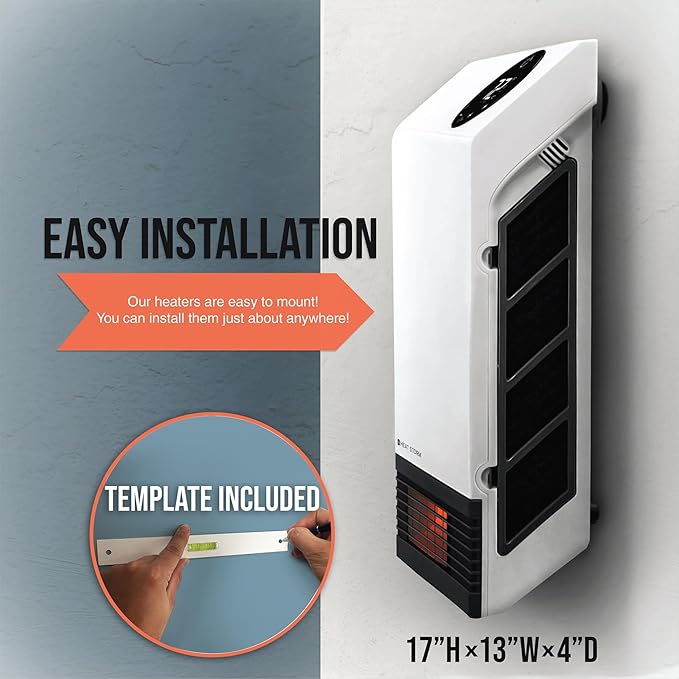 Heat Storm Deluxe Space 1000 Watt Infrared Wall Mount Electric Heater, White