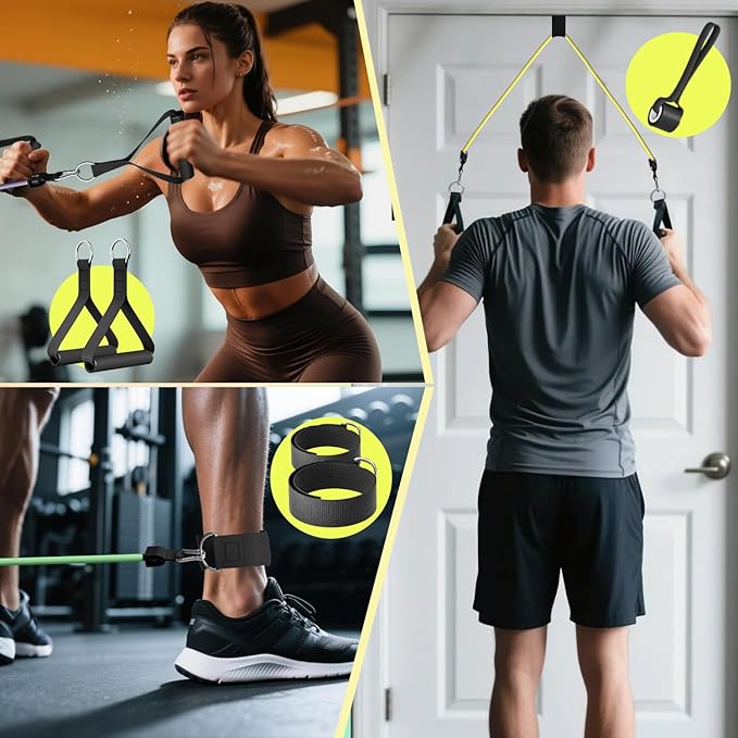 WHATAFIT Resistance Bands, Exercise Bands，Resistance Bands for Working Out, Work Out Bands with Handles for Men and Women Fitness, Strength Training Home Gym Equipment-FlexoryFit