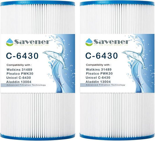PWK30 Replaces Hot Spring Spa Filters，Compatible Watkins 31489,Unicel C-6430, Filbur FC-3915, P/N0969601, 71825, 73178, 73250,30 sq.ft. 2 Pack