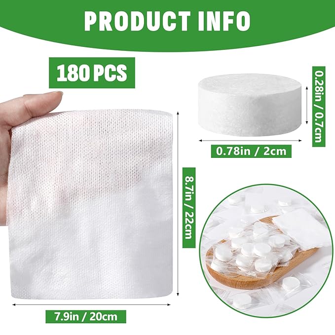 180 PCS Compressed Towel, Mini Compressed Towel Tablets, Disposable Compressed Face Towels, Camping Towel, Portable Bulk Compressed Coin Tissues for Home, Travel, Outdoor Sports-FlexoryFit