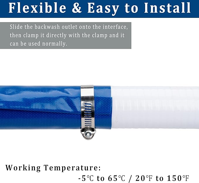 2-1/2 in x 50 ft Pool Backwash Hose Heavy Duty Drain Discharge Double PVC Lay flat General Purpose Vinyl Hose, Burst Resistant for Water Transfer Sump Pump Pool Filter (2.5in 50ft fiber reinforced)