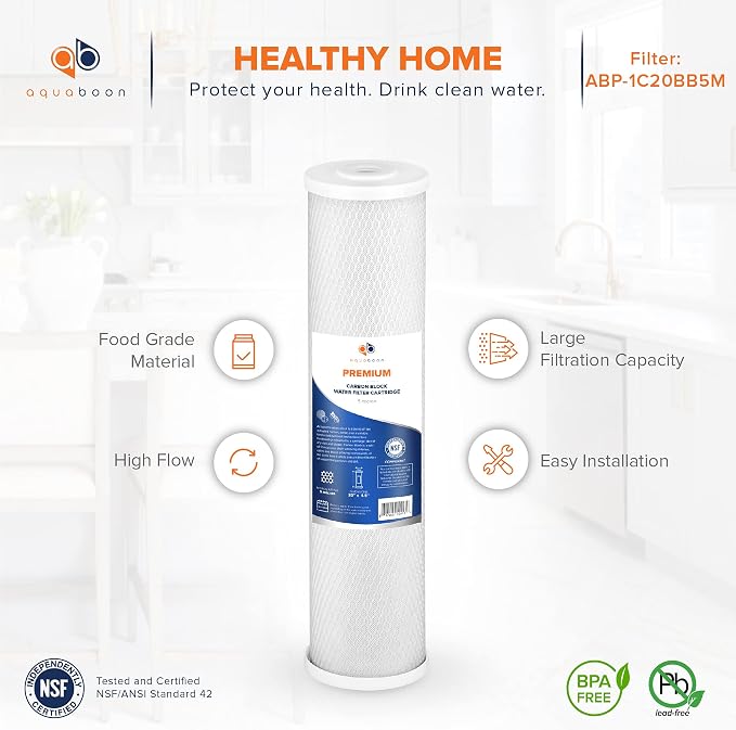 Aquaboon 5 Micron 20 x 4.5 Sediment, Anti-Scale, Carbon Water Filters Cartridges - Image 6