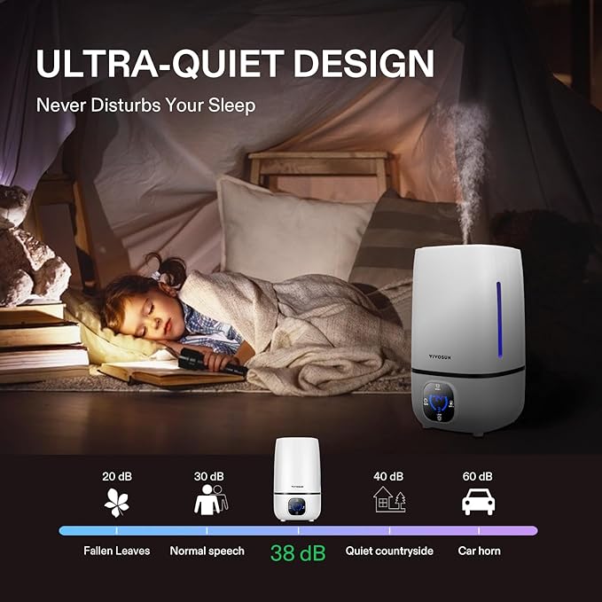 VIVOSUN 4L Cool Mist Humidifier with Remote Control for Bedroom, Plants, Baby, Dry Skin