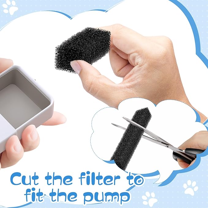 Lemonfilter Cat Water Fountain Filter, 12 Pack Replacement Filters & 5 Pack Sponges Kit Compatible With W300&W300B&W500&W500B Cat Water Fountain for 2L and 3.5L Automatic Pet Fountain