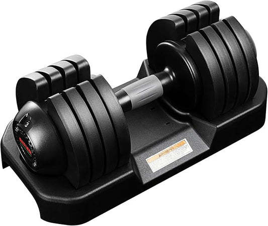 52LBS Single/Pair Adjustable Dumbbells Set Premium Rubber Coated Dumbbell Set with Secure Locking Mechanism for Safe & Customizable Strength Training-FlexoryFit