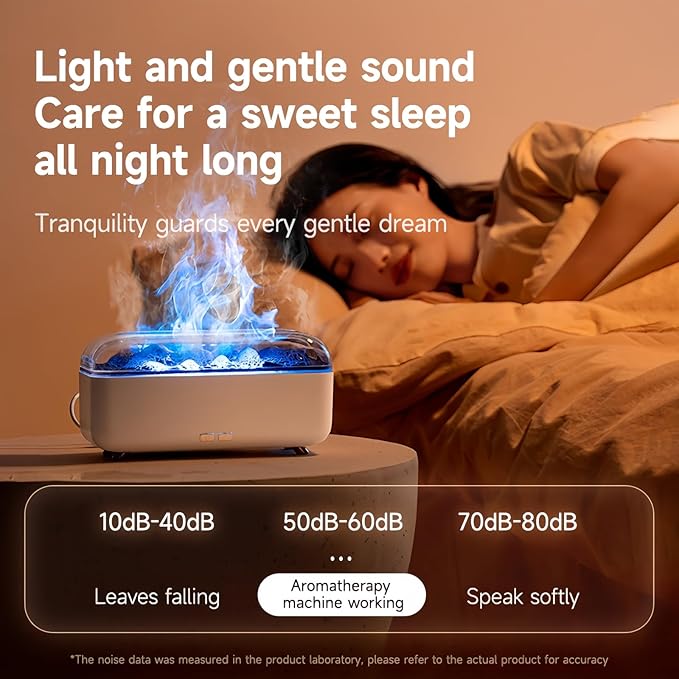 Colorful Flame Essential Oil Diffuser, Mist Humidifier, Aroma Diffuser with Timing Auto-Off 300ml (White)