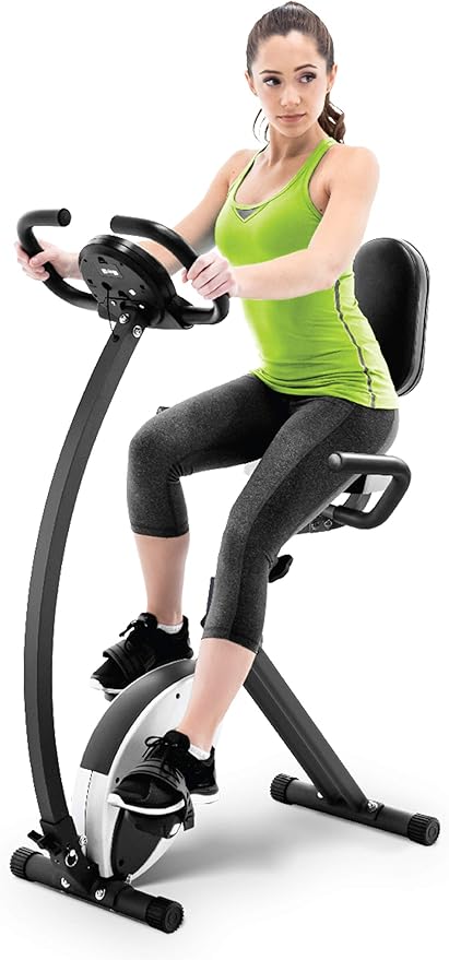 Marcy Foldable Upright Exercise Bike with Adjustable Resistance for Cardio Workout & Strength Training - Multiple Styles Available-FlexoryFit