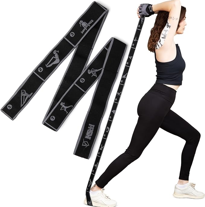 Elastic Yoga Strap with 11 Loops – Premium Stretch Band for Flexibility, Physical Therapy, Pilates, Leg & Full-Body Exercises – Non-Slip Fabric Resistance Band for Mobility & Strength Training-FlexoryFit