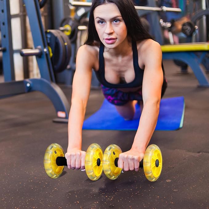 Kisangel Exercise Roller Weight Loss Equipment Exercise Abdominal Roller Ab Exercise Roller Hand Weights Dumbbell Yellow Fitness Exercise Device Fitness Wheel Wire Wheel-FlexoryFit