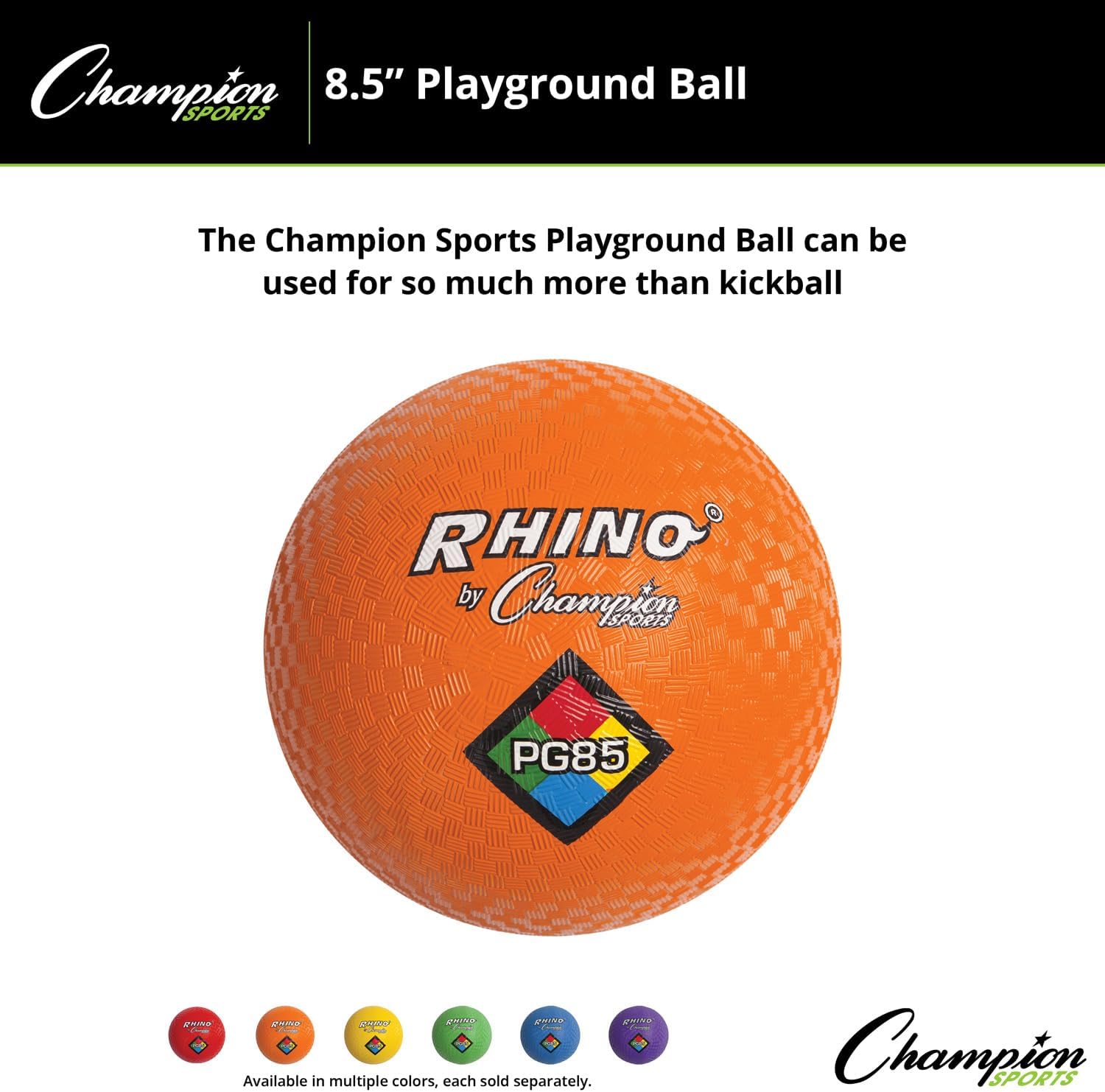 Champion Sports Playground Balls – Single Balls & Sets, Multiple Colors, Durable Nylon-Wound Construction for Kickball & Indoor/Outdoor Play