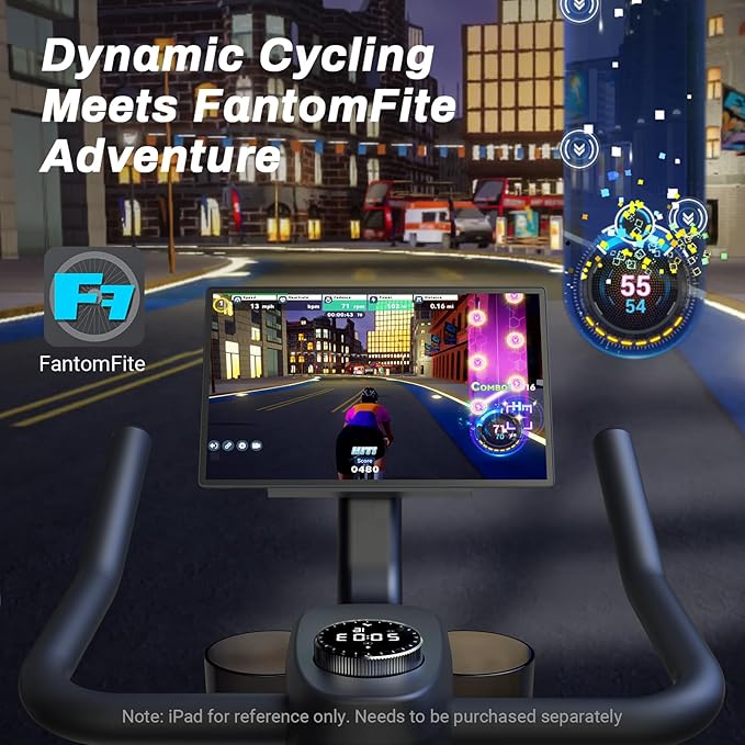 MERACH Exercise Bike, Brake Pad Stationary Bike with Exclusive App, Low Noise Indoor Cycling Bike with 300lbs Weight Capacity, Tablet Mount and Fitness Courses for Weight Loss-FlexoryFit