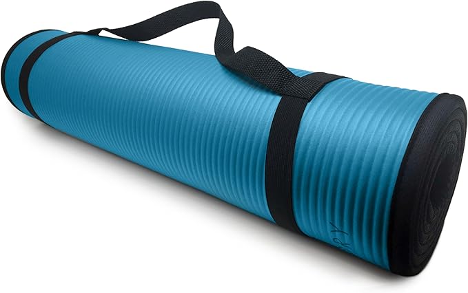 MICRODRY Deluxe Fitness Exercise Yoga Mat for Home & Gym, Extra Thick for High Impact Training, Multi Layered Skid Resistant Surface, Odor Neutralizing with Carrying Strap-FlexoryFit
