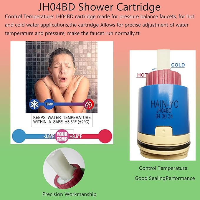 JH04BD Ceramic Plastic Faucet Cartridge 40mm Replacement Cartridge With Single Lever Cartridge Pressure Balance Cartridge Replacement, Compatible with FC9AC010 Hain-Yo