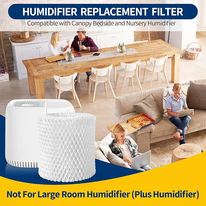Humidifier Replacement Filter Compatible with Canopy Bedside and Nursery Humidifier,Made with Wood Pulp, Paper Filter, 2-Pack
