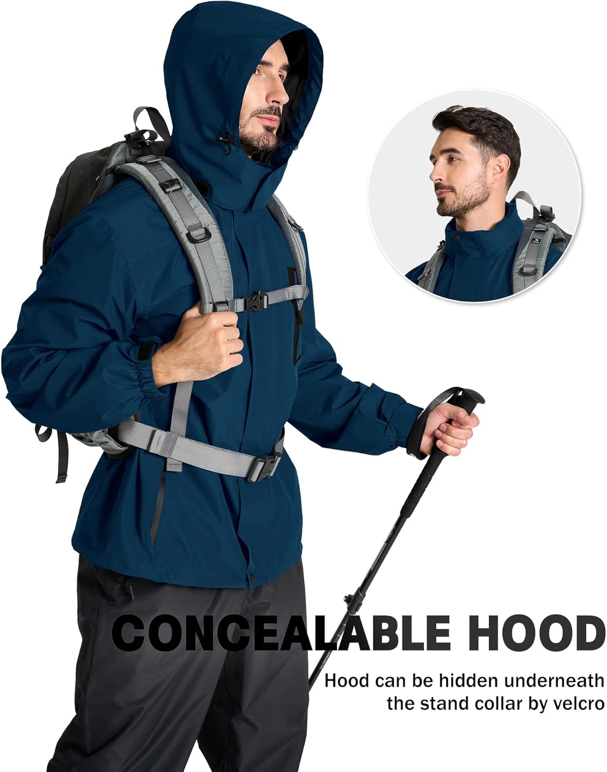 SWISSWELL Mens Rain Jackets Waterproof with Hood Men Windbreaker Jackets Lightweight Rain Coats for Golf Fishing Hiking