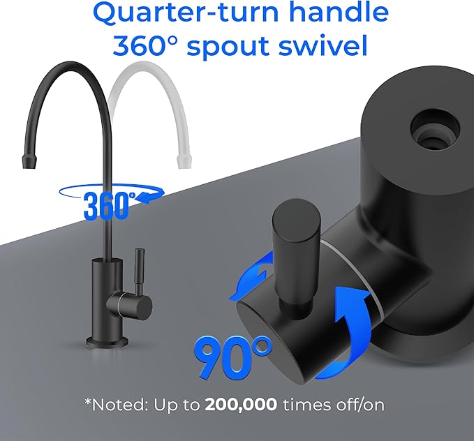 Waterdrop Filtered Water Faucet for Kitchen Sink, Reverse Osmosis, Stainless Steel, Black